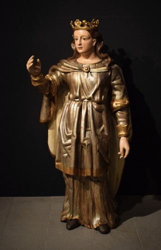  Sainte Catherine -  Southern Italy, 17th century  - Sculpture Style Louis XIII